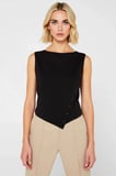 Kadın Bluz Crop Kayık Yaka Kolsuz Fitted Kalıp Vücuda Oturan Örme Düz Desen Penye Süprem