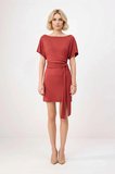 Kadın Kısa Kollu Asimetrik Yaka Bağlamalı Bodycon Mini Elbise Viskon Ribana Yumuşak Örme Günlük