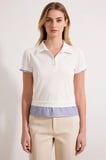 Kadın Bluz Regular Kalıp Polo Yaka Kısa Kol Örme Kumaş Dokuma Katmanlı Crop Boy Spor