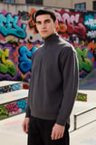Erkek Dik Yaka Standart Kol Selanik Oversize Kalıp Sweatshirt Fonksiyonel Dayanıklı Modern