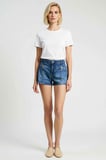 Kadın Şort Yüksek Bel Denim Boru Paça Düğme Detaylı City Short Kalıp Comfort Dokuma Kısa Boy