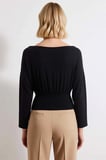 Kadın Örme Bluz Kayık Yaka Uzun Kol Fitted Kalıp Peplum Bel Detaylı Yumuşak Dokulu Estetik