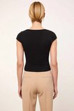 Kadın Bluz Crop Kare Yaka Kısa Standart Kol Fitted Örme Kaşkorse Düz Desen Esnek Kumaş Yapılı Kesim