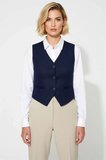 Kadın V Yaka Kolsuz Fitted Dokuma Yelek Çizgili Desenli Astarlı Kumaş Regular Boy Kesim Şık