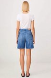 Kadın Şort Denim Yüksek Bel City Kalıp Az Esnek Boru Paça Düz Desen Kısa Boy Comfort Dokuma