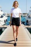 Kadın Şort Denim Yüksek Bel City Kalıp Boru Paça Kısa Boy Düz Desen Rigid Dokuma Şık