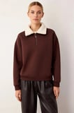 Kadın Dik Yaka Düşük Kol Oversize Kalın Örme Sweatshirt Fonksiyonel Dayanıklı Kaliteli Şık