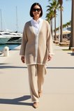 Kadın Büyük Beden Oversize Triko Kazak Pantolon Takımı İspanyol Kol Bisiklet Yaka Geniş Paça Renk