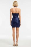Kadın Kolsuz Degaje Yaka Payet Detaylı Mini Elbise Bodycon Kesim Astarlı Gece Kombinleri Günlük