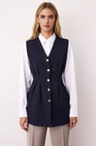 Kadın V Yaka Kolsuz Fitted Dokuma Yelek Peplum Detaylı Çıtçıt Kapatmalı Regular Boy Astarlı