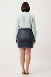 Kadın Büyük Beden Mini Denim Etek Dikiş Detaylı Kalem Kesim %100 Pamuk Günlük Rahat Modern Şık Zarif
