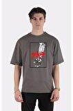 Füme %100 Pamuk Bisiklet Yaka Oversize T-shirt Akira Arm Tetsuo