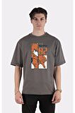 Füme %100 Pamuk Bisiklet Yaka Oversize T-shirt Asuka Langley Evangelion