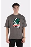 Füme %100 Pamuk Bisiklet Yaka Oversize T-shirt Go Beyond