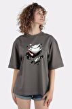 Füme %100 Pamuk Bisiklet Yaka Oversize T-shirt Goblin Slayer