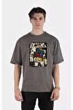 Füme %100 Pamuk Bisiklet Yaka Oversize T-shirt Gundam The First