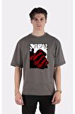 Füme %100 Pamuk Bisiklet Yaka Oversize T-shirt One Punch Man - Saitama