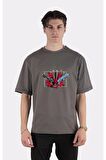 Füme %100 Pamuk Bisiklet Yaka Oversize T-shirt Three Guns And A Typhoon (alternate Version)
