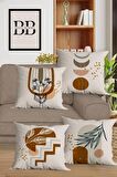 Modern Tasarım Çift Tarafı Baskılı 43x43 Dekoratif 4'lü Koltuk Yastık Kılıfı Kırlent Kılıfı Seti 