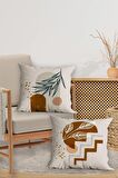 Modern Tasarım Çift Tarafı Baskılı 43x43 Dekoratif 4'lü Koltuk Yastık Kılıfı Kırlent Kılıfı Seti 