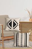 Modern Tasarım Çift Tarafı Baskılı 43x43 Dekoratif 4'lü Koltuk Yastık Kılıfı Kırlent Kılıfı Seti