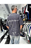 Boya Efektli Erkek Oversize T-Shirt