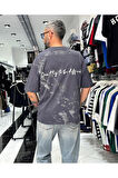 Boya Efektli Erkek Oversize T-Shirt