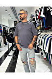 Boya Efektli Erkek Oversize T-Shirt