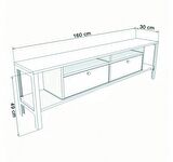 Alaluna Metal Ayaklı Atlantik Çam 160 Cm Tv Ünitesi