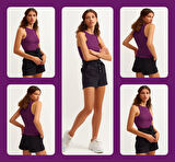 Fitilli Halter Yaka Örme Atlet