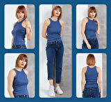 Fitilli Halter Yaka Örme Atlet