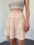 Şortlu Etek Beli Lastikli Parça Kumaş