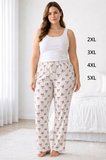 Viskon Pamuklu Kadın Büyük Beden Pudra Desenli Pijama Pantolon - MGB009 - Mudanis
