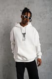 Baskılı Kapüşonlu Sweat - Beyaz