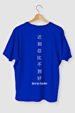new moda Oversize Better Late Than Never Baskılı Siyah Tshirt OVRSZTSHRT08