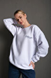Kadın Beyaz California Oversize Sweatshirt