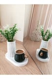 MİNİ DESENLİ BETON SAKSI TEKLİ VE OVAL TABAK - YAPAY ÇİÇEK HEDİYELİ