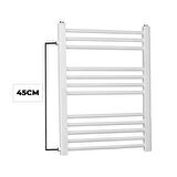 50/70cm 10 Borulu Beyaz Yandan Girişli Havlupan Radyatör Banyo Isıtıcı Aks 45cm