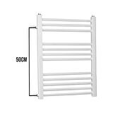 50/70cm 10 Borulu Beyaz Yandan Girişli Havlupan Radyatör Banyo Isıtıcı Aks 50cm