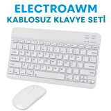  Kablosuz Bluetooth Klavye + Mouse Seti (iOS / Android / Windows Uyumlu) BEYAZ