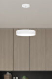 Drum 40cm ( Beyaz Kasa, 4000k Işık Rengi ) Modern Sarkıt Led Avize, Salon, Mutfak, Yatak Odası