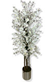 Beyaz Bahar Dalı 200 Cm Yapay Ağaç 30x30 Metal Saksı