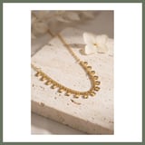 Bezos Gold Pirinç Yonca Model Kadın Kolye BEZOS1