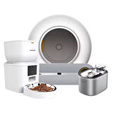 Haustier WiFi Uygulamalı Otomatik Kedi Tuvaleti,Akıllı Mama Kabı,Kedi Su Sebili-Metal 3'lü Set