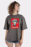 Füme %100 Pamuk Bisiklet Yaka Oversize T-shirt One Piece Anime - Chopper