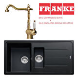 Franke BFG 651 Evye Nero Granit Evye, Old England Bronz Armatür Set