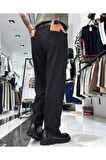 Erkek Baggy Fit Pile Detaylı Kumaş Pantolon