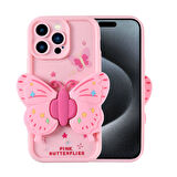 Forzacase iPhone 14 Pro ile uyumlu Butterfly Serisi 3D Kelebek Figür Tasarımlı Silikon Kılıf