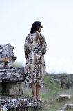 Müslin Kimono %100 Pamuklu Dijital Leopar Baskılı Bornoz Kaftan Sabahlık