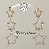 Rose Üç Yıldız Sallantılı Küpe